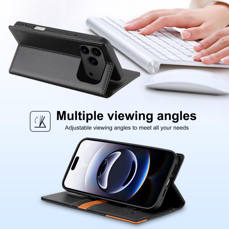 For iPhone 17 Pro N.BEKUS P3 RFID Stitching Magnetic Flip Leather Phone Case