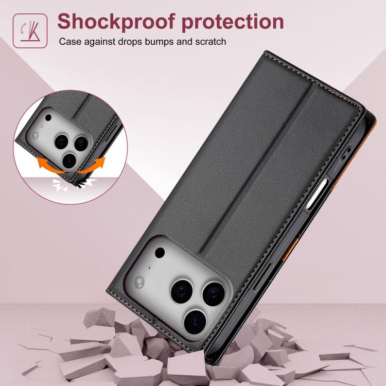 For iPhone 17 Pro N.BEKUS P3 RFID Stitching Magnetic Flip Leather Phone Case