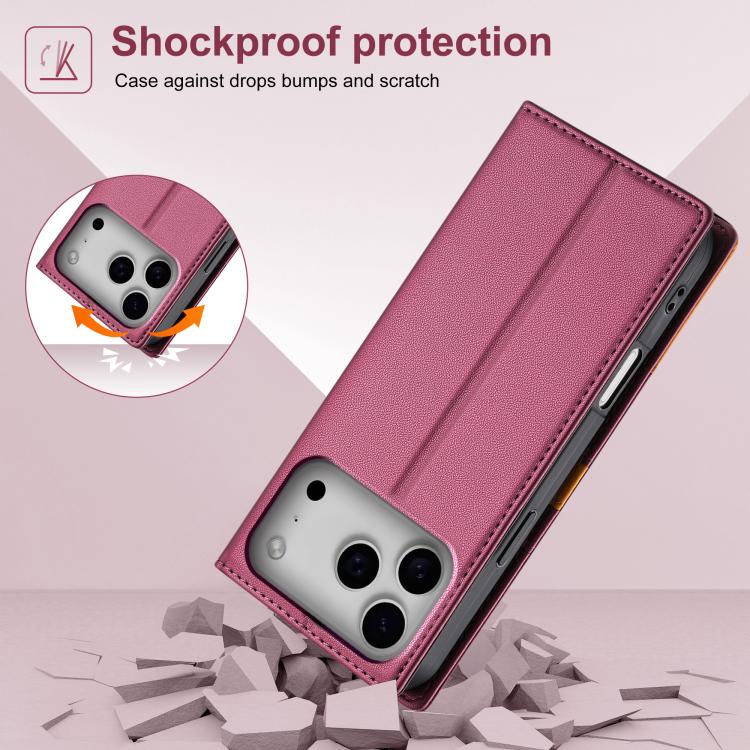 For iPhone 17 Pro N.BEKUS P3 RFID Stitching Magnetic Flip Leather Phone Case
