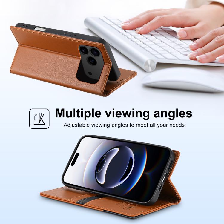 For iPhone 17 Pro N.BEKUS P3 RFID Stitching Magnetic Flip Leather Phone Case