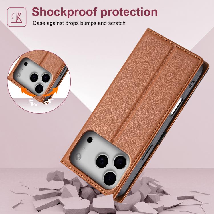 For iPhone 17 Pro N.BEKUS P3 RFID Stitching Magnetic Flip Leather Phone Case