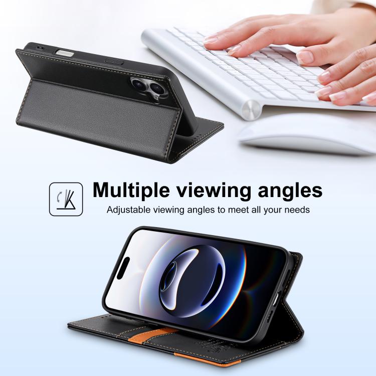 For iPhone 17 N.BEKUS P3 RFID Stitching Magnetic Flip Leather Phone Case