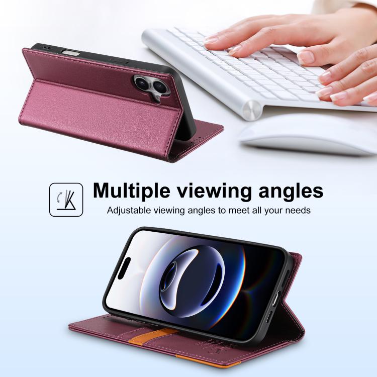 For iPhone 17 N.BEKUS P3 RFID Stitching Magnetic Flip Leather Phone Case