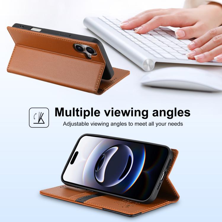 For iPhone 17 N.BEKUS P3 RFID Stitching Magnetic Flip Leather Phone Case