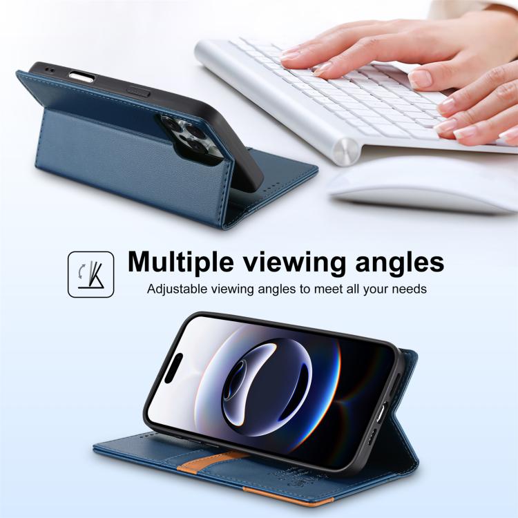 For iPhone 16 Pro N.BEKUS P3 RFID Stitching Magnetic Flip Leather Phone Case