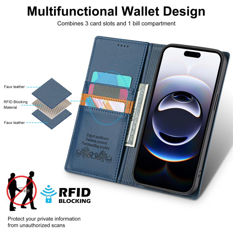 For iPhone 15 Pro Max N.BEKUS P3 RFID Stitching Magnetic Flip Leather Phone Case