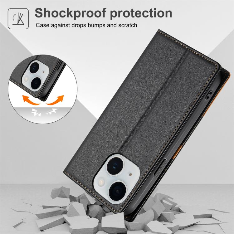 For iPhone 15 N.BEKUS P3 RFID Stitching Magnetic Flip Leather Phone Case