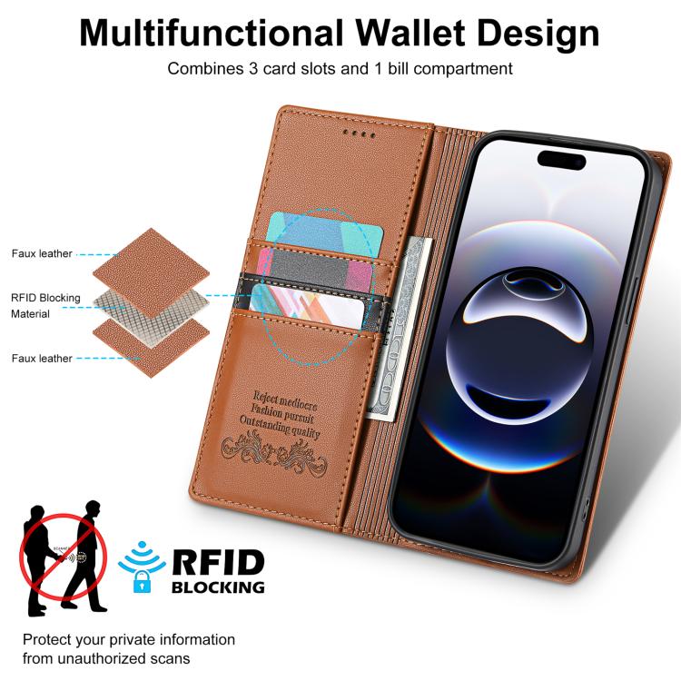 For iPhone 13 Pro N.BEKUS P3 RFID Stitching Magnetic Flip Leather Phone Case