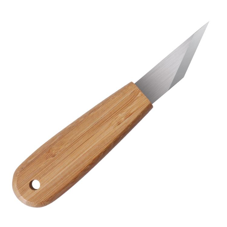 Long Blade Bevel Pointed Hand Carving Knife Utility Knife, Handle Material:Bamboo