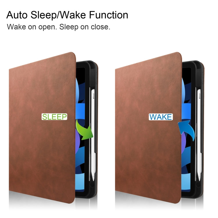 For iPad Air 4 10.9 (2020) Cowhide Texture TPU Tablet Horizontal Flip Leather Case with Holder & Sleep / Wake-Up Function & Pen Slot