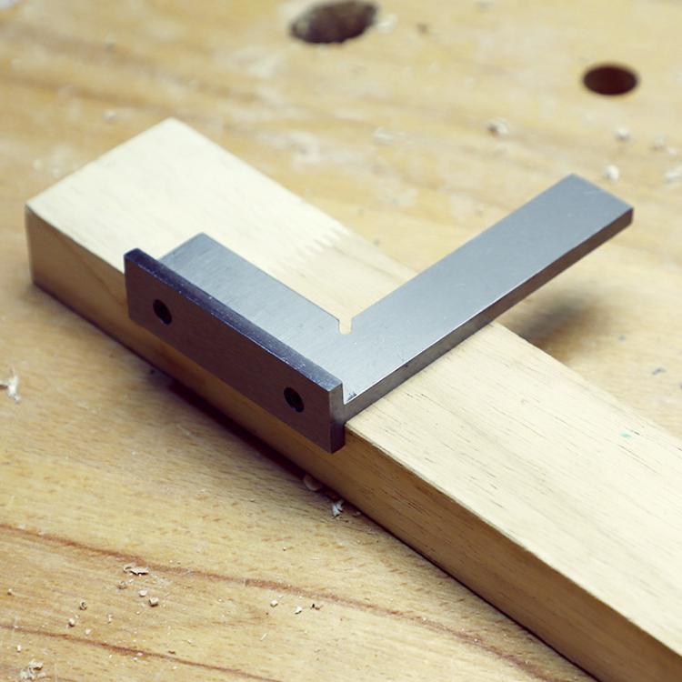 90 Degree Flat Edge Woodworking Square L-shaped Carbon Steel Knife Edge Set Square, Size:75x50