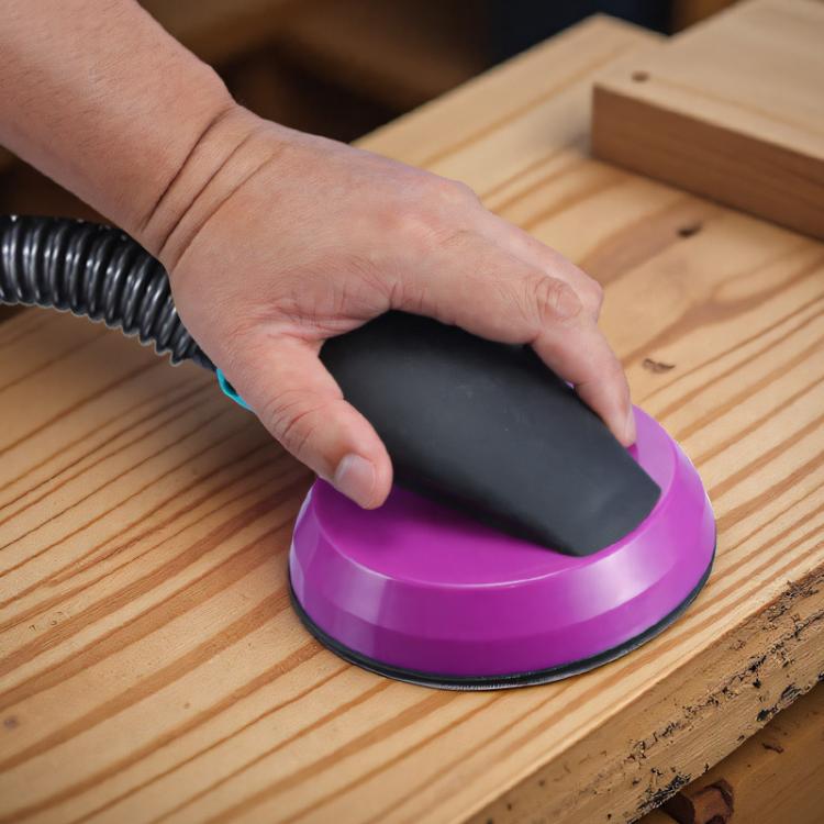 Manual Round Dust Extraction Polishing Hand Grinding Board with Sandpaper Set - Black Purple