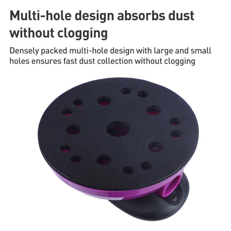 Manual Round Dust Extraction Polishing Hand Grinding Board with Sandpaper Set - Black Purple