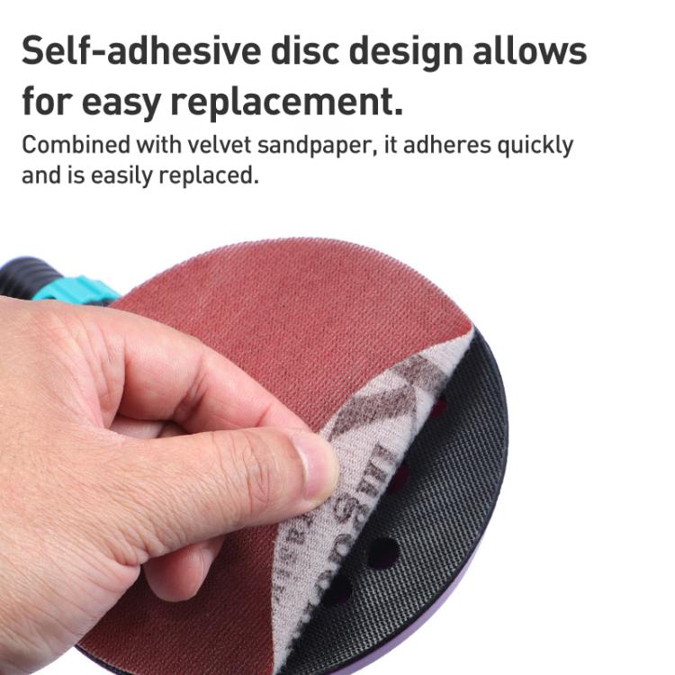 Manual Round Dust Extraction Polishing Hand Grinding Board with Sandpaper Set - Black Purple