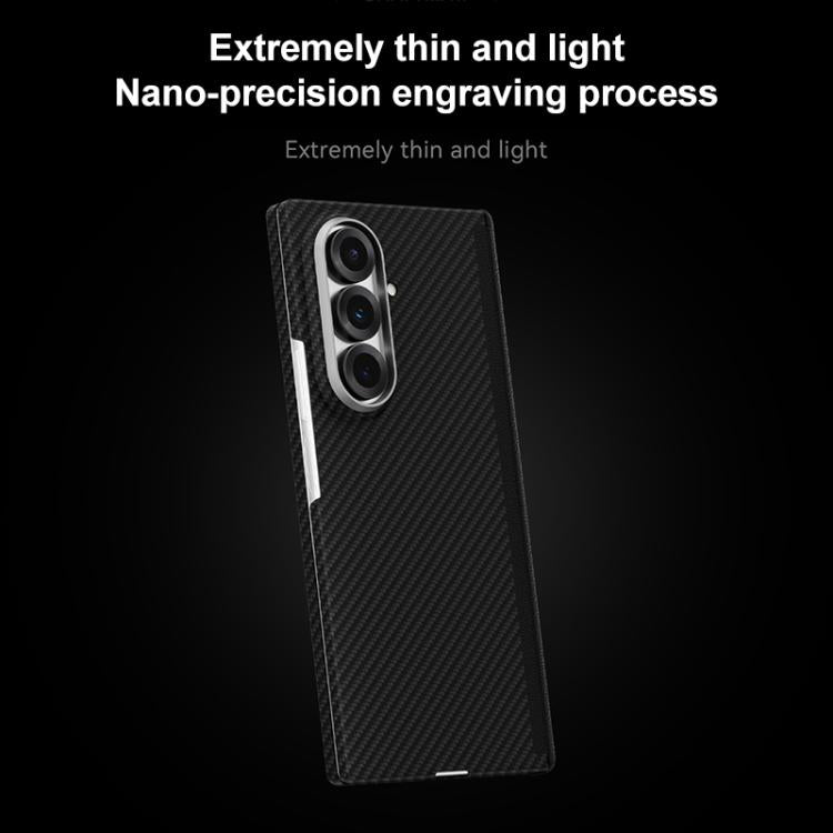 For Samsung Galaxy Z Fold7 5G 600D Fine Grain Series Carbon Fiber MagSafe Phone Case - Black