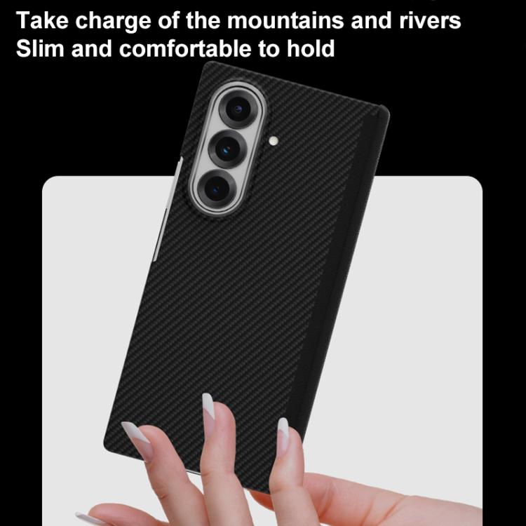 For Samsung Galaxy Z Fold7 5G 600D Fine Grain Series Carbon Fiber MagSafe Phone Case - Black