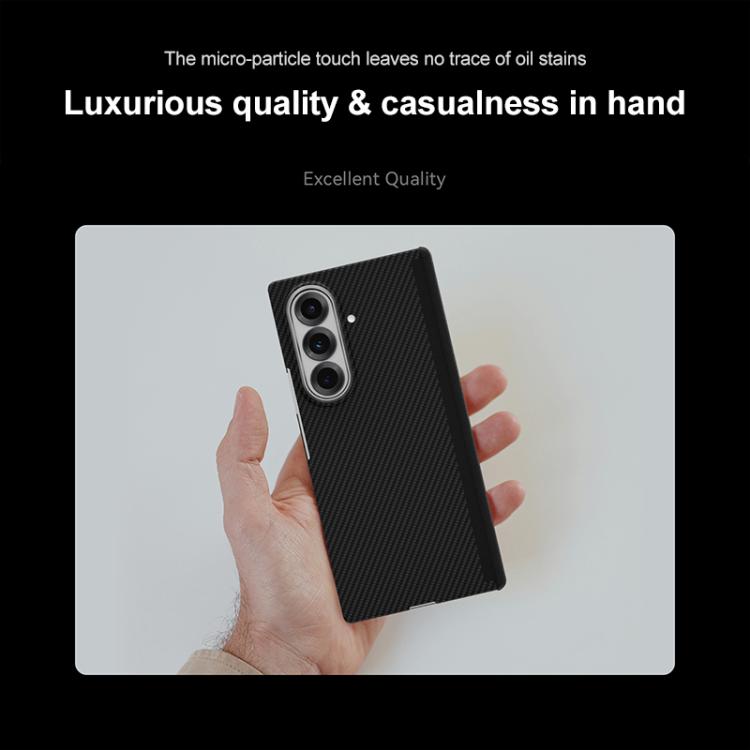 For Samsung Galaxy Z Fold7 5G 600D Fine Grain Series Carbon Fiber MagSafe Phone Case - Black