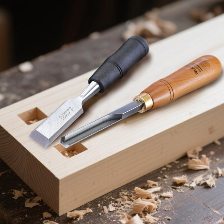 RUITOOL Knockable Through Handle Woodworking Chisel Slotting Chisel Carving Tool, Style:Right Angle Chisel