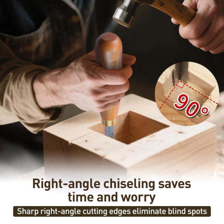 RUITOOL Knockable Through Handle Woodworking Chisel Slotting Chisel Carving Tool, Style:Right Angle Chisel