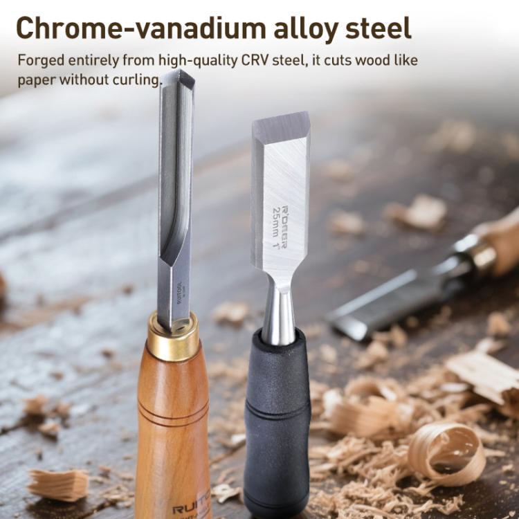 RUITOOL Knockable Through Handle Woodworking Chisel Slotting Chisel Carving Tool, Style:Right Angle Chisel