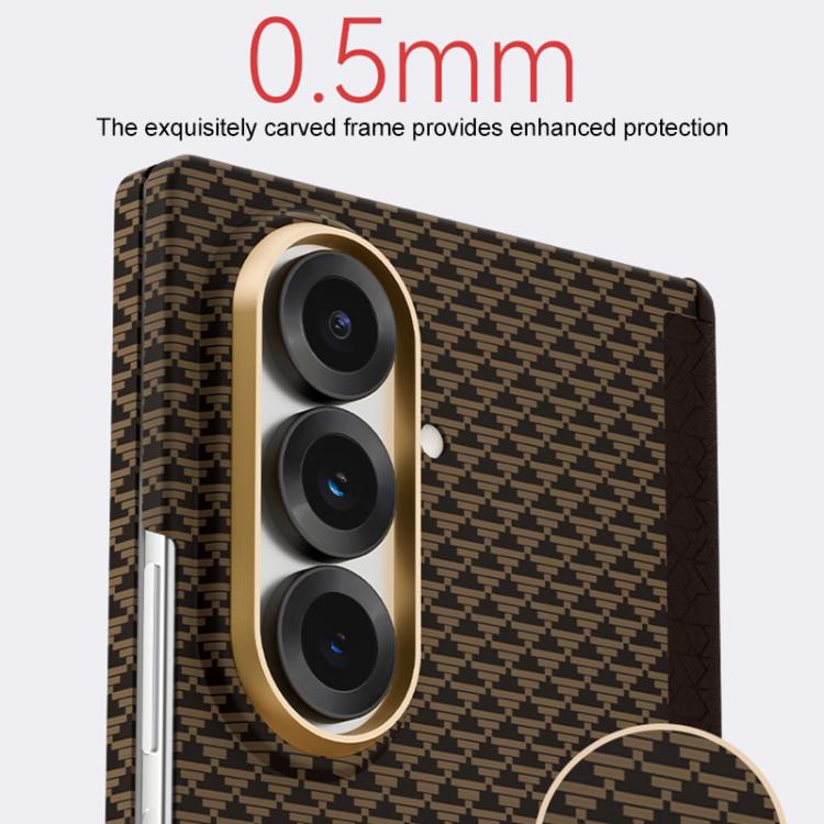 For Samsung Galaxy Z Fold7 5G Metal Frame Nanofiber MagSafe Magnetic Center Phone Case