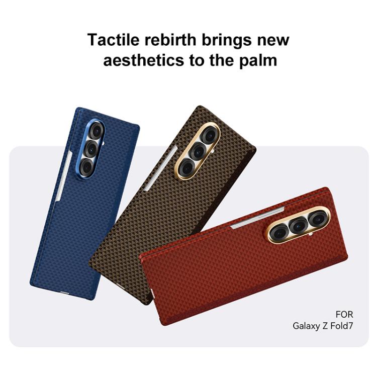 For Samsung Galaxy Z Fold7 5G Metal Frame Nanofiber MagSafe Magnetic Center Phone Case