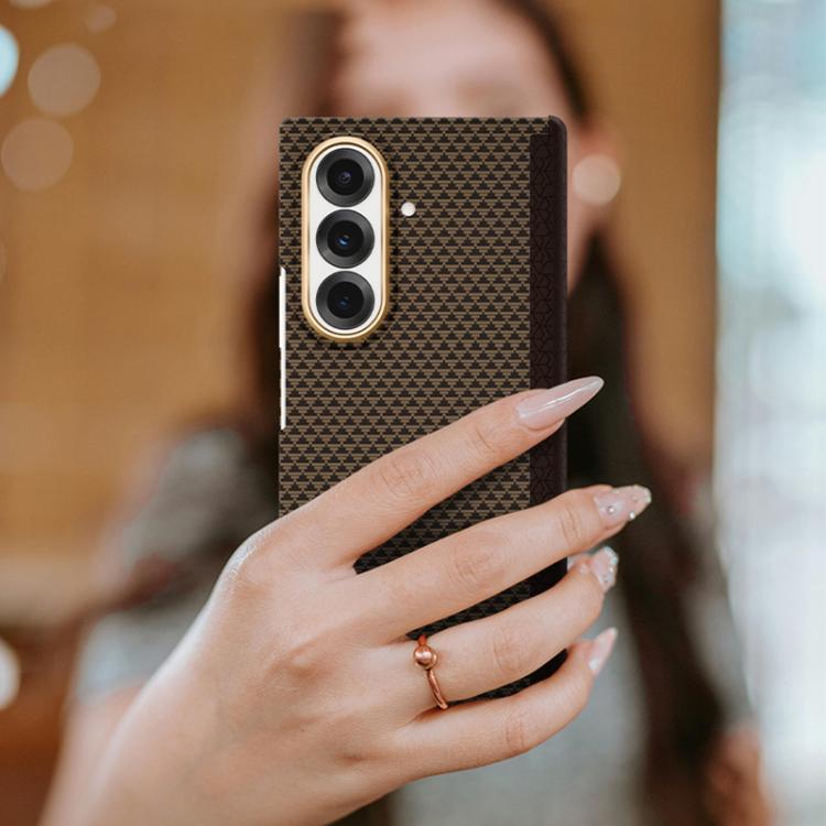 For Samsung Galaxy Z Fold7 5G Metal Frame Nanofiber MagSafe Magnetic Center Phone Case
