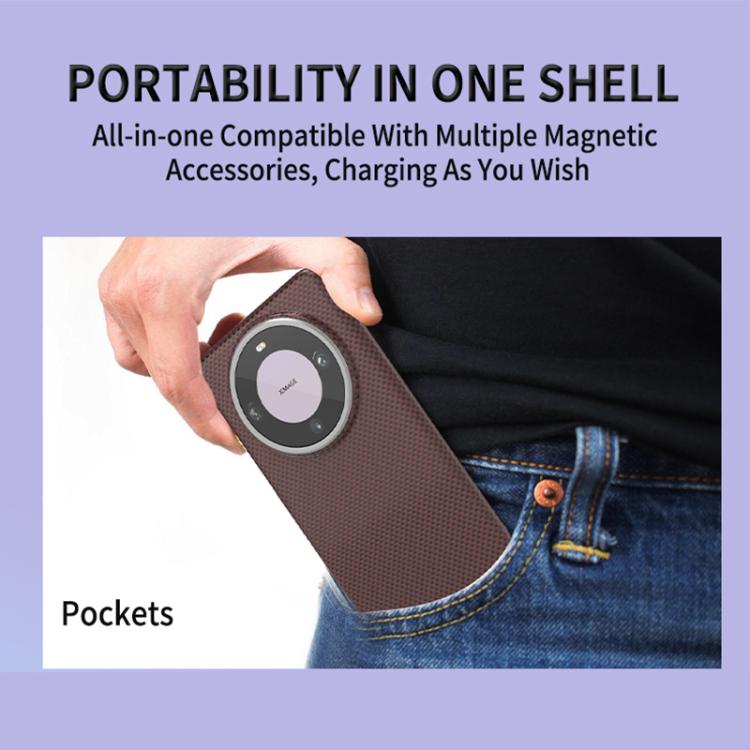 For Huawei Mate 60 Pro Metal Frame Nanofiber MagSafe Magnetic Phone Case