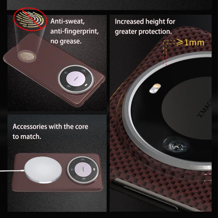 For Huawei Mate 60 Pro Metal Frame Nanofiber MagSafe Magnetic Phone Case