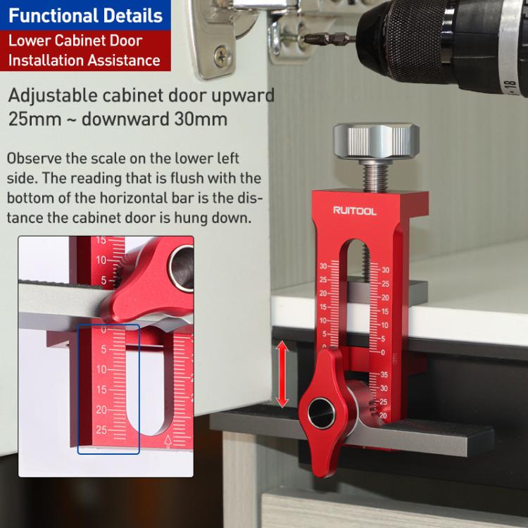 RUITOOL Multifunctional Cabinet Door Installation Locator Aid with Base, Specification:With 6/8/10mm Drill
