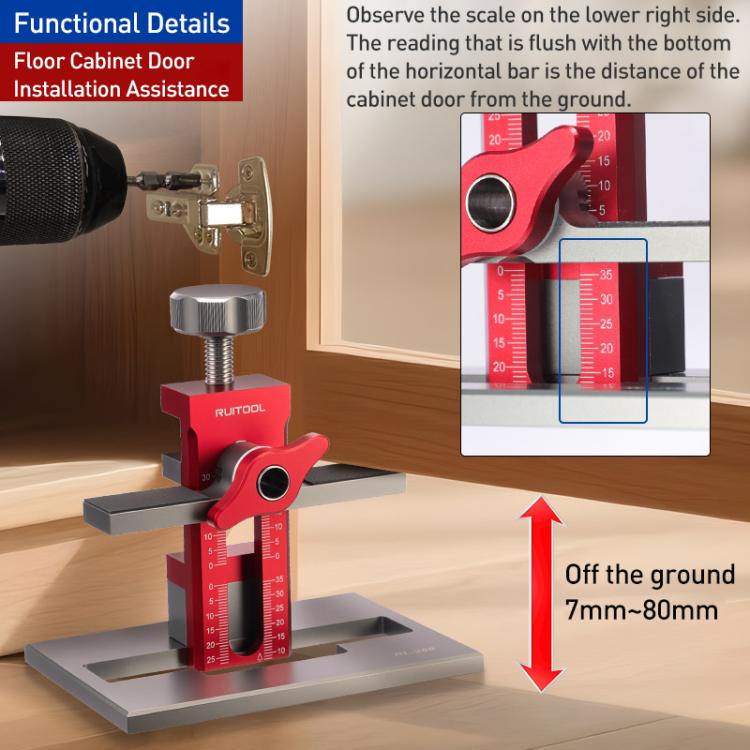 RUITOOL Multifunctional Cabinet Door Installation Locator Aid with Base, Specification:With 10mm Drill