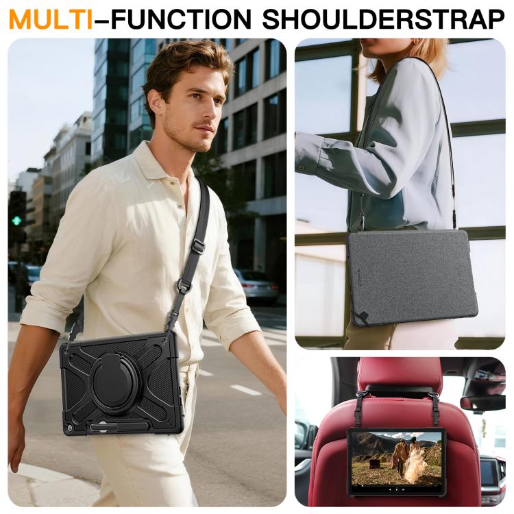 For MicroSoft Surface Pro 12 2025 Handle Rotatable Kickstand Shockproof Tablet Case with Shoulder Strap