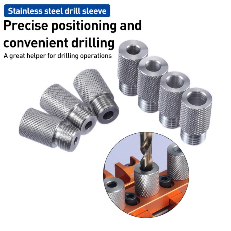 Stainless Steel Extended Knurled Drill Sleeve Multifunctional Drilling Locator, Hole Diameter:5mm