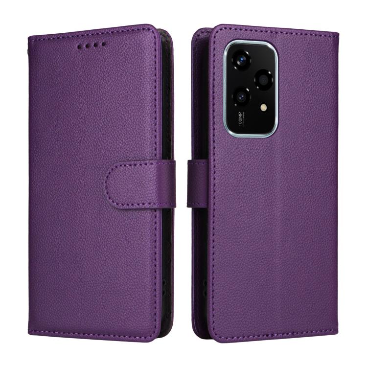 For Honor 200 Lite Global Litchi Texture RFID Blocking 3-Card Wallet Leather Phone Case