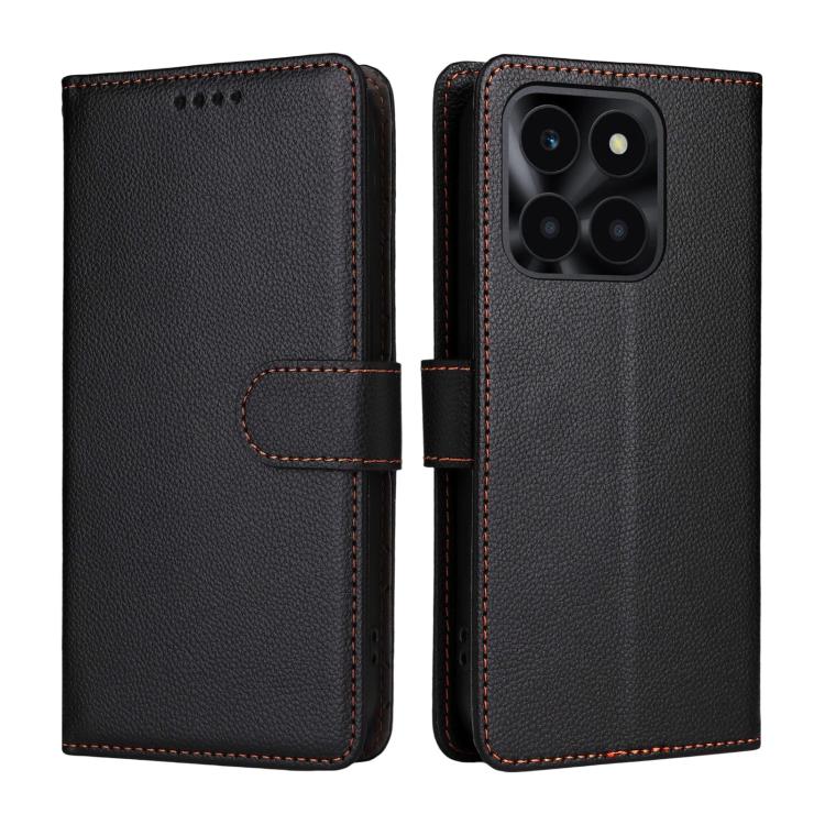 For Honor X6b 4G / X6a / X5b Litchi Texture RFID Blocking 3-Card Wallet Leather Phone Case