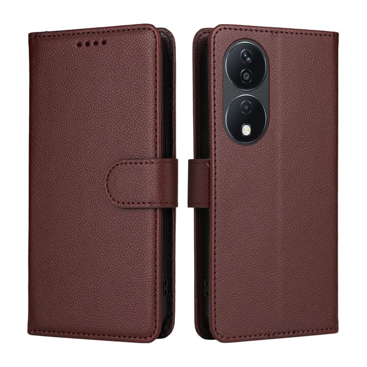 For Honor X7b 4G / 90 Smart 5G Litchi Texture RFID Blocking 3-Card Wallet Leather Phone Case