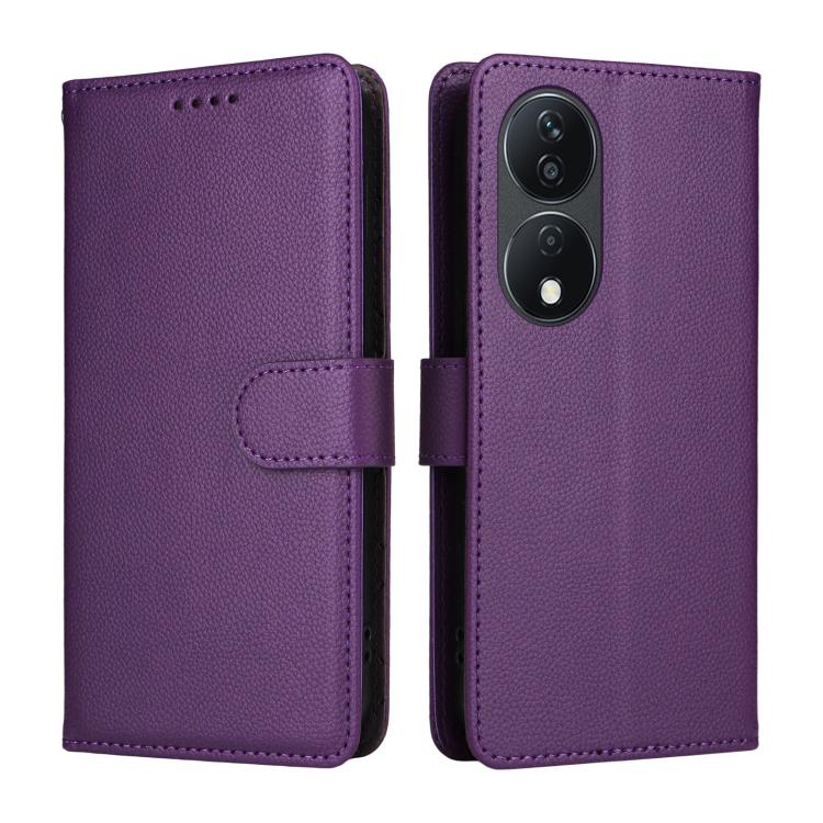 For Honor X7b 4G / 90 Smart 5G Litchi Texture RFID Blocking 3-Card Wallet Leather Phone Case