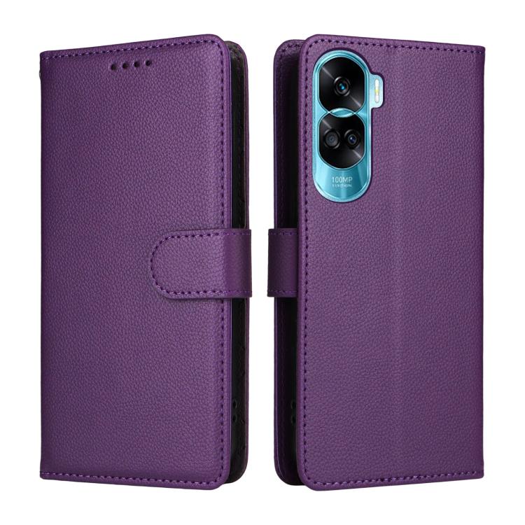 For Honor X50i 5G / 90 Lite Litchi Texture RFID Blocking 3-Card Wallet Leather Phone Case