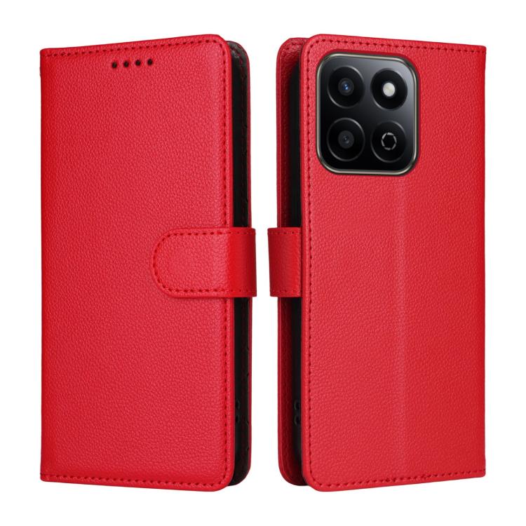 For Honor Play 60 Plus 5G / X7c 4G Litchi Texture RFID Blocking 3-Card Wallet Leather Phone Case