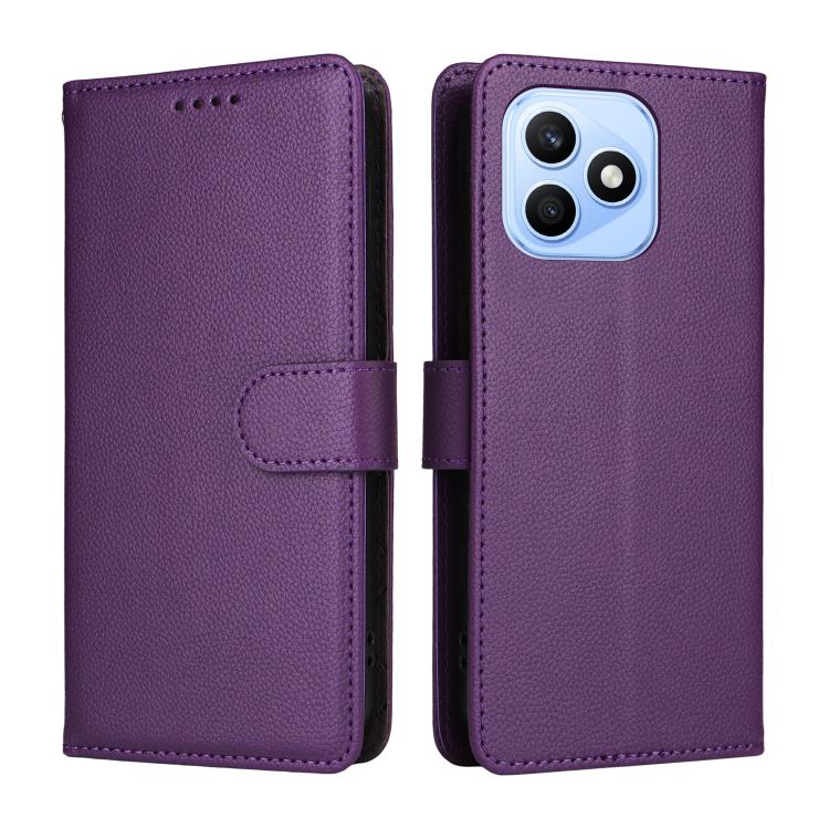 For Honor X8d 4G Litchi Texture RFID Blocking 3-Card Wallet Leather Phone Case