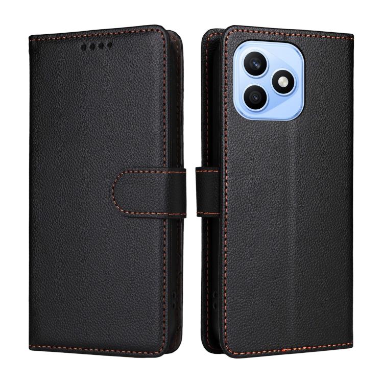 For Honor X8d 4G Litchi Texture RFID Blocking 3-Card Wallet Leather Phone Case