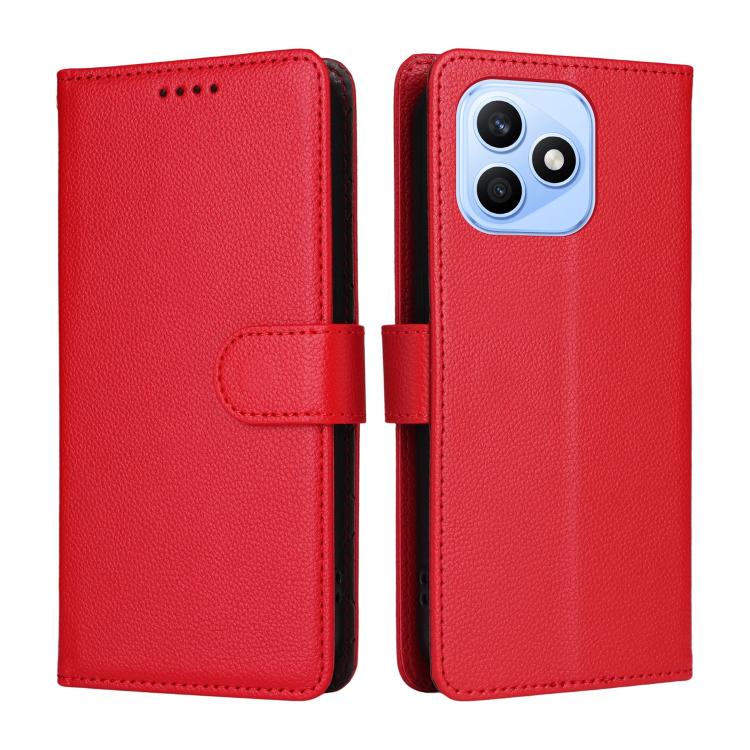 For Honor X8d 4G Litchi Texture RFID Blocking 3-Card Wallet Leather Phone Case