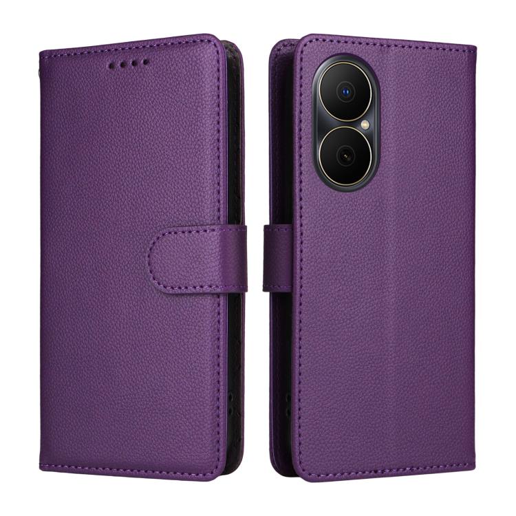 For Huawei Enjoy 80 4G Litchi Texture RFID Blocking 3-Card Wallet Leather Phone Case