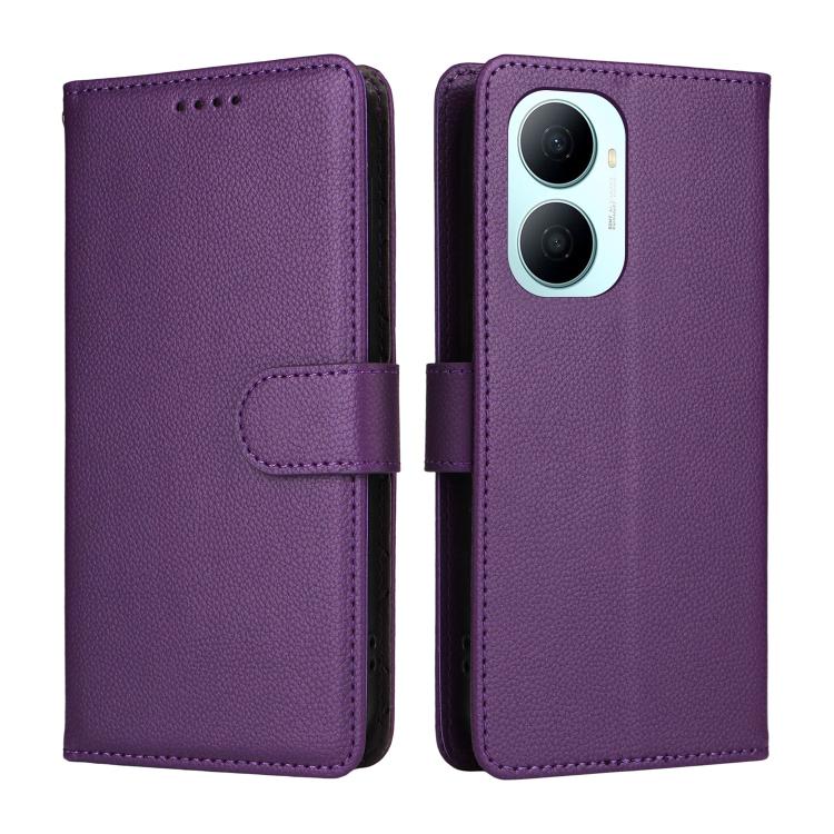 For Huawei Enjoy 80 Plus Litchi Texture RFID Blocking 3-Card Wallet Leather Phone Case