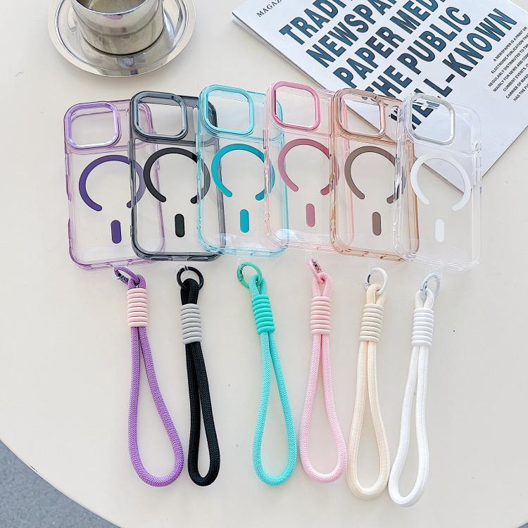 For iPhone 17 Pro MagSafe Magnetic Clear Phone Case with Wrist Strap
