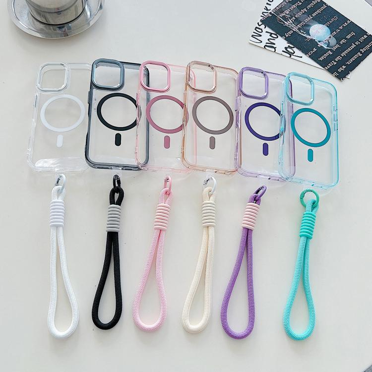 For iPhone 17 MagSafe Magnetic Clear Phone Case with Wrist Strap