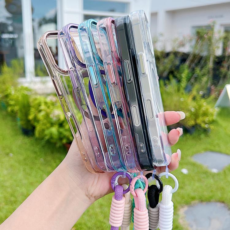 For iPhone 17 MagSafe Magnetic Clear Phone Case with Wrist Strap