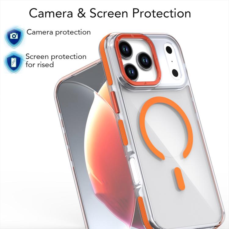 For iPhone 17 Pro Max Dual-Color Clear Acrylic Hybrid TPU MagSafe Phone Case