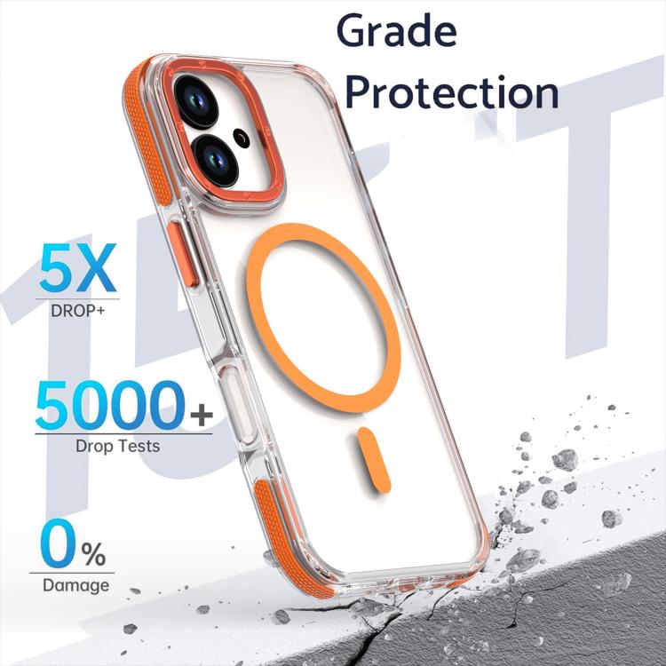 For iPhone 17 Dual-Color Clear Acrylic Hybrid TPU MagSafe Phone Case