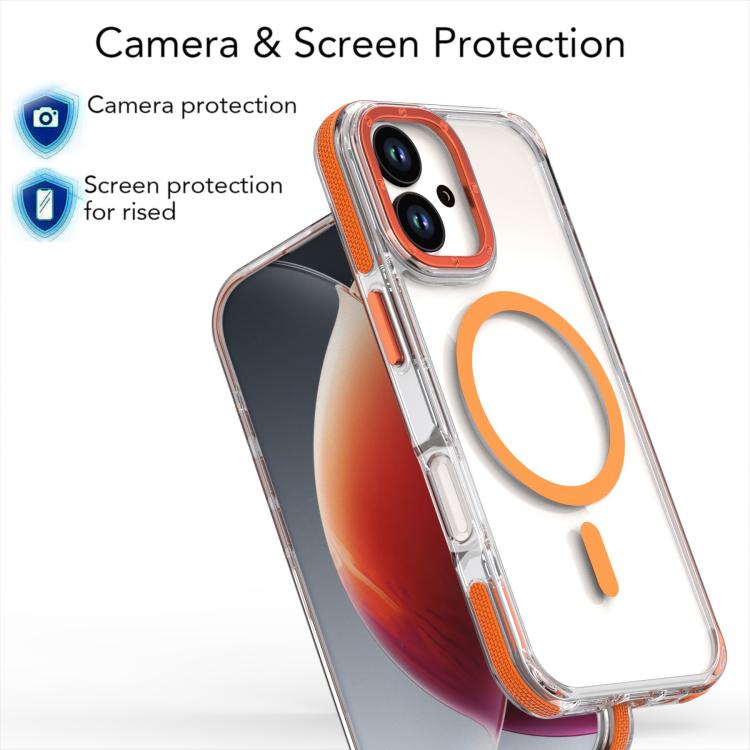 For iPhone 17 Dual-Color Clear Acrylic Hybrid TPU MagSafe Phone Case